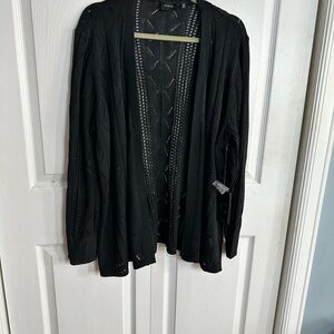 Chic Black Open Knit Cardigan